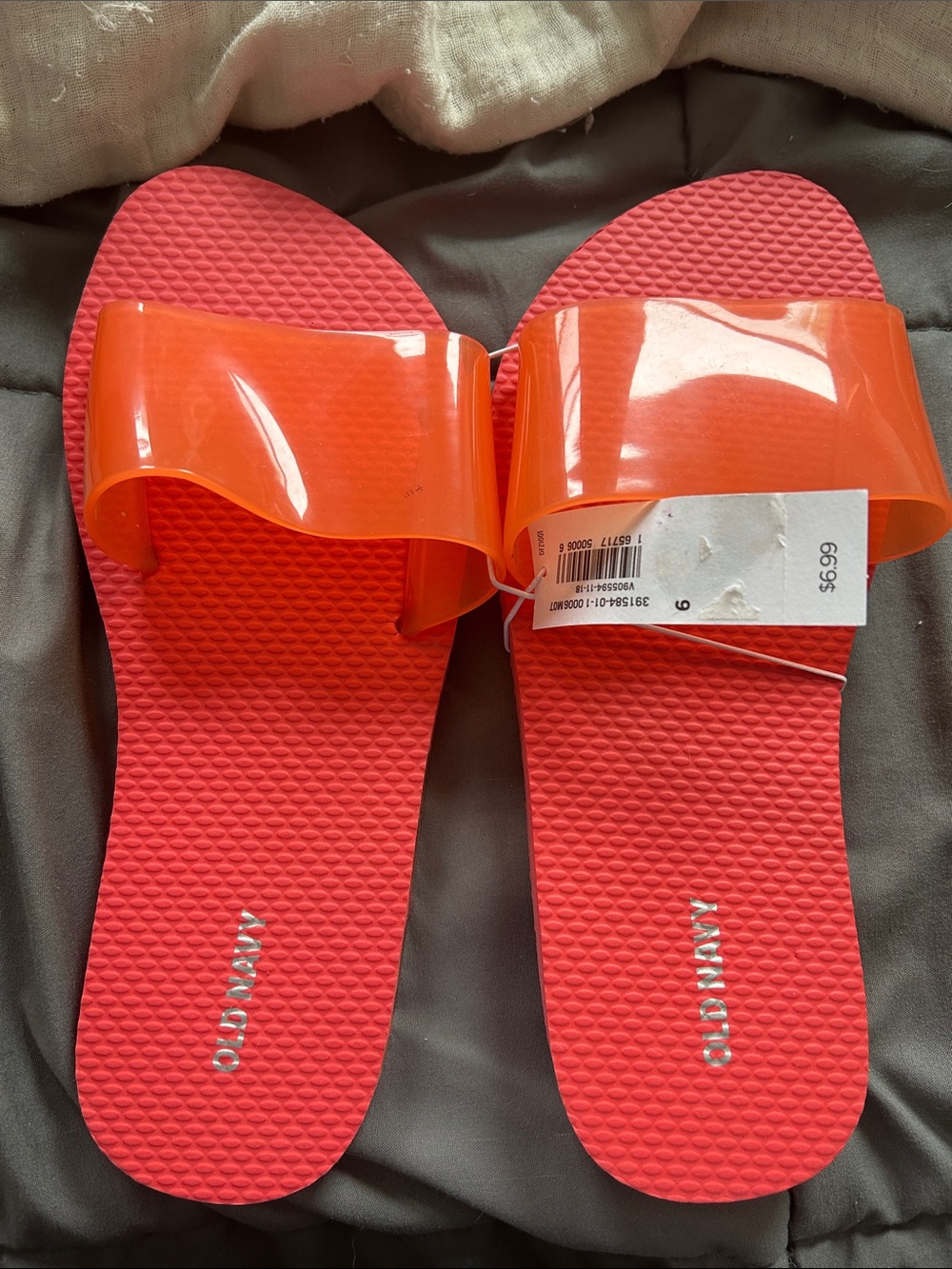 Old Navy Coral Orange Slide Sandals
